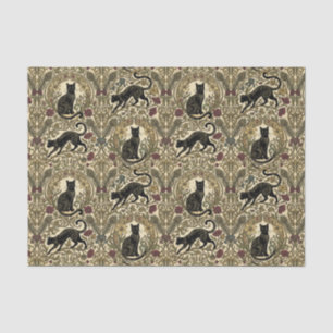 Papel De Seda Gatos Negros Art Nouveau
