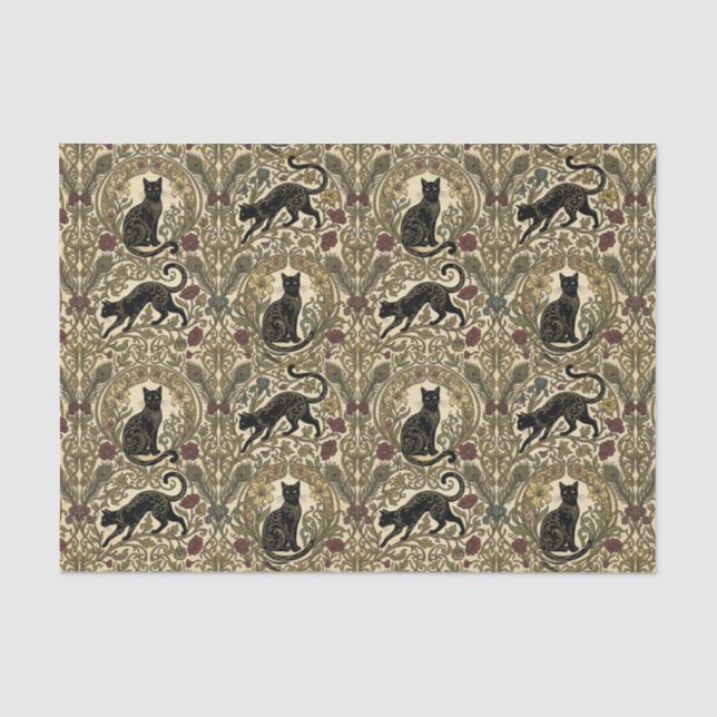 Papel De Seda Gatos Negros Art Nouveau (Anverso)