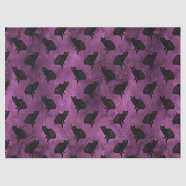 Papel De Seda Gatos negros en la desunión morada (Anverso)