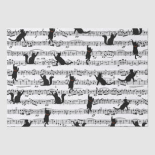 Papel De Seda Gatos negros en la música de hojas