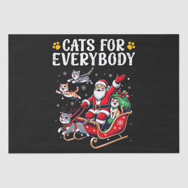 Papel De Seda Gatos Para Todos Navidades Gato Gracioso (Anverso)