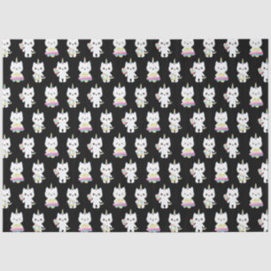 Papel De Seda Gatos Unicornio Lindos Patrones Negros