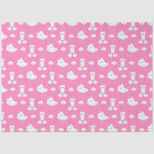 Papel De Seda Gatos Unicornio Lindos Patrones Rosa Caliente