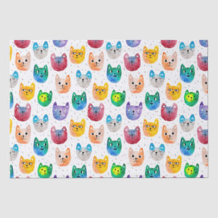 Papel De Seda Gatos y amigos de la acuarela