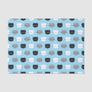 Papel De Seda Gatos y gatitos lindos de Kawaii (azules)