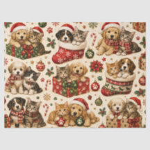 Gatos y Perros de Navidad Patrón de Fiesta