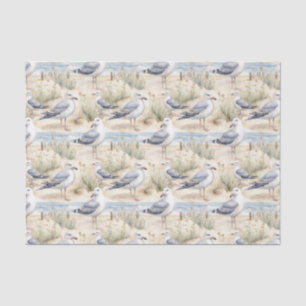 Papel De Seda Gaviotas costeras a la acuarela