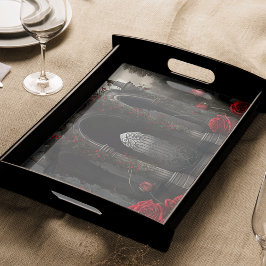 Papel De Seda Gazebo, cementerio gótico con rosas rojas en la no