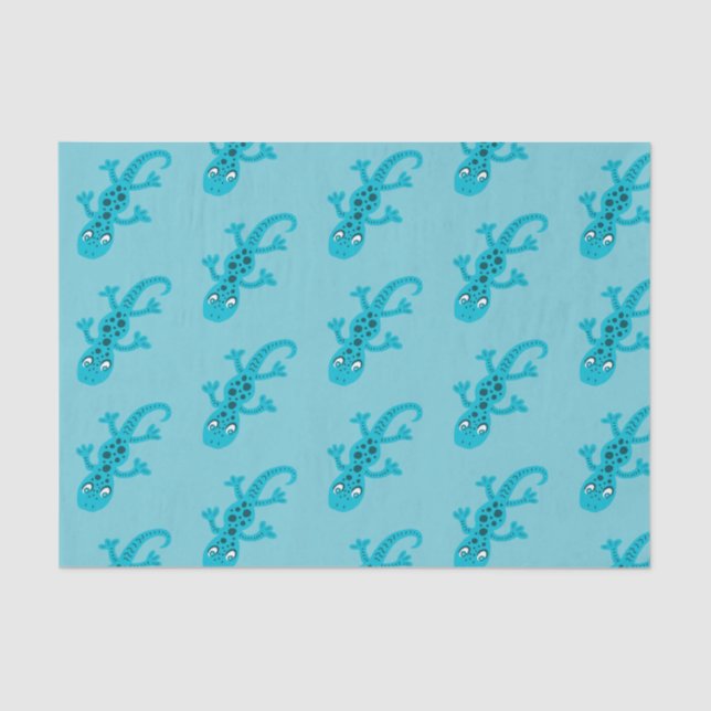 Papel De Seda Gecko azul del lagarto en los niños azules lindos (Anverso)