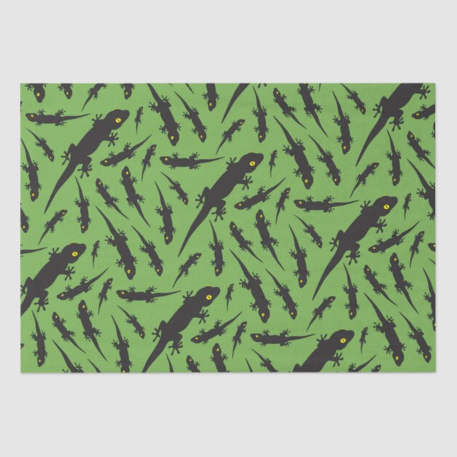 Papel De Seda Gecko verde brillante del reptil liso (Anverso)