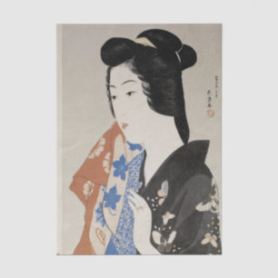 Papel De Seda Geisha Hisae con una toalla por Hashiguchi Goyo