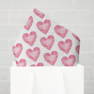 Papel De Seda Gema de diamantes de corazón rosado Glam Love Wate