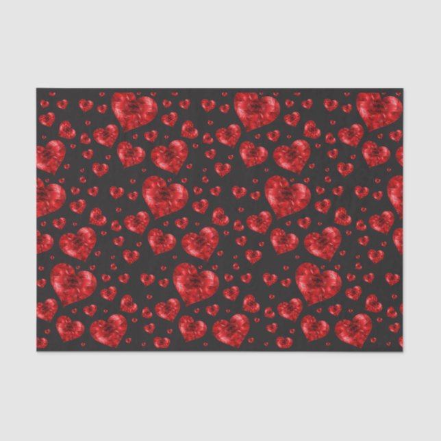 Papel De Seda Gemas del corazón rojo ruby (Anverso)