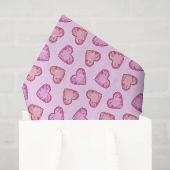 Papel De Seda Gemstone Hearts Cute Pink Valentines Day (Bolsa de regalo)