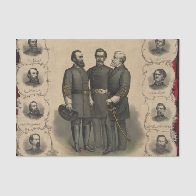 Papel De Seda Generales confederados Guerra civil 🎖️ héroes ⚔️ (Anverso)