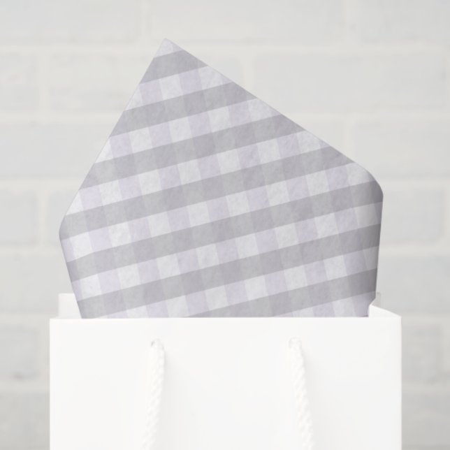 Papel De Seda Género Neutral Pastel Púrpura y Gray Gingham (Bolsa de regalo)