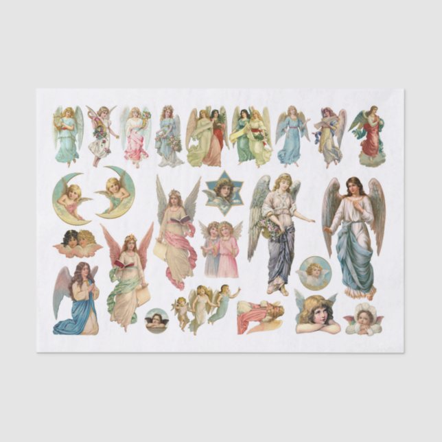 Papel De Seda Genuino (AI) Vintage Christmas Angels (Anverso)