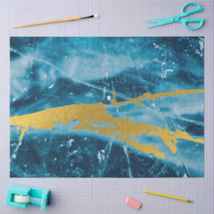 Papel De Seda Geode Agate Gemstone Blue and Gold