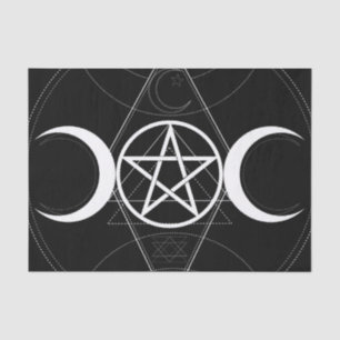 Papel De Seda Geometría de Triple Luna Pentagrama Wicca Cumpleañ