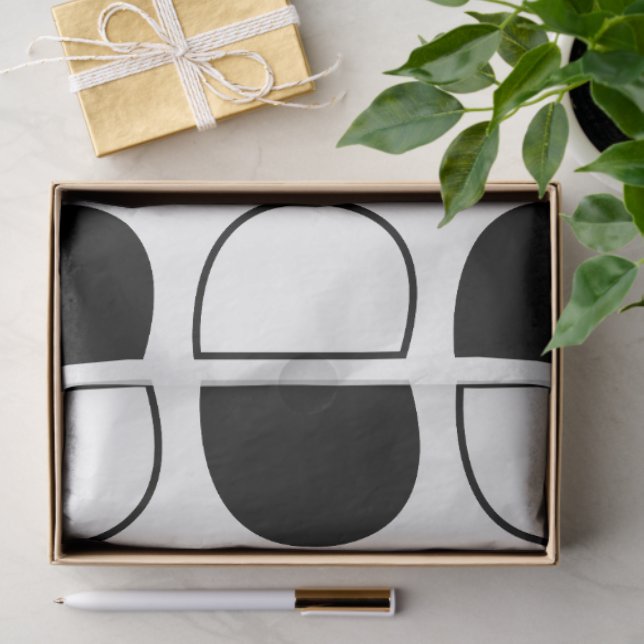 Papel De Seda Geometric Black and White Half Circle (Regalo )