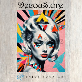 Papel De Seda Geometric Muse – Modern Pop Art Woman Decoupage
