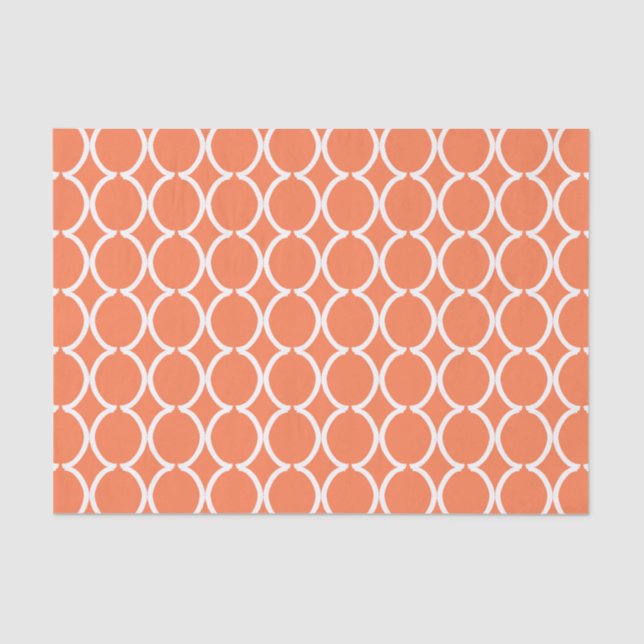 Papel De Seda Geometric Ogee Lattice Coral (Anverso)