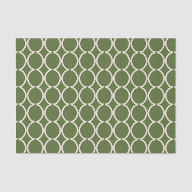 Papel De Seda Geometric Ogee Lattice Olive Green (Anverso)