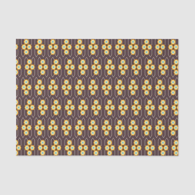 Papel De Seda Geometric pattern with orange and blue hexagons (Anverso)