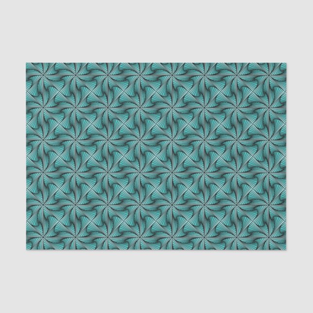 Papel De Seda Geométrica 3D Espiral Giro Turquesa Verde (Anverso)