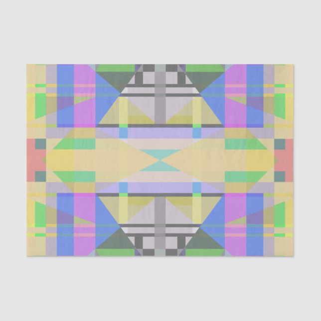 Papel De Seda Geométrica de púrpura azul verde amarillo (Anverso)