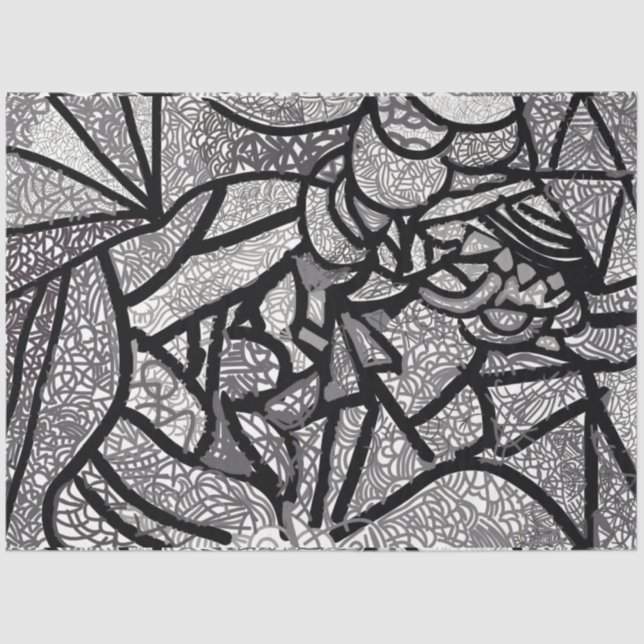 Papel De Seda Geométrica moderna en blanco y negro (Anverso)