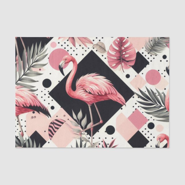 Papel De Seda Geométrico de flamingo de corte (Anverso)