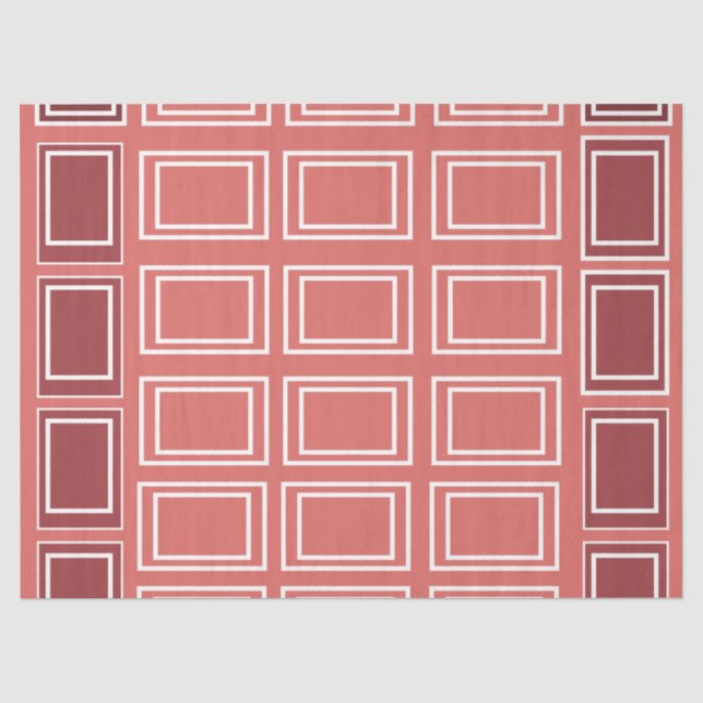 Papel De Seda Geométrico del rectángulo de la Plaza Blanca Roja (Anverso)