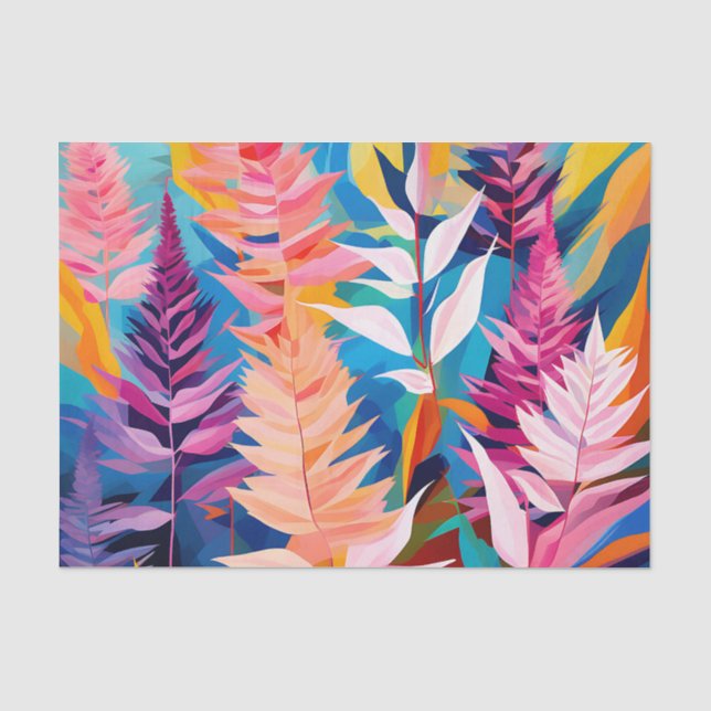 Papel De Seda Geométrico Floral Astilbe Vibrante (Anverso)