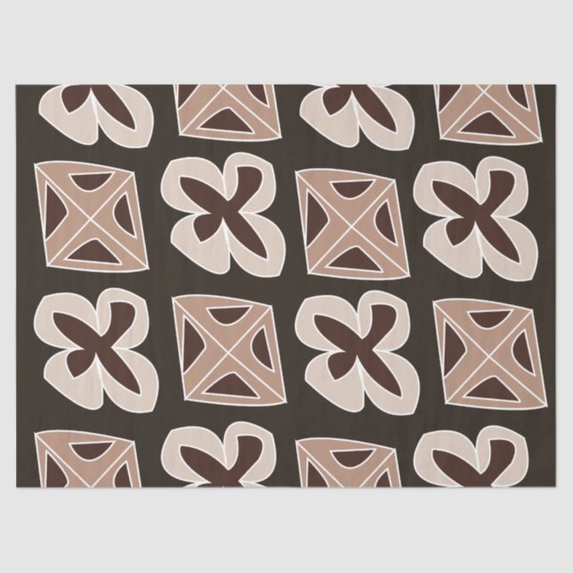 Papel De Seda Geométrico floral moderno de Mid Century (Anverso)