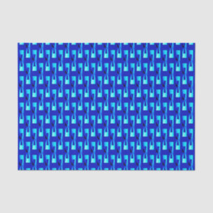 Papel De Seda Geométrico metálico Art Deco - Azul cobalto
