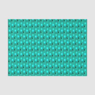 Papel De Seda Geométrico metálico art decó - pavo real y Verde a