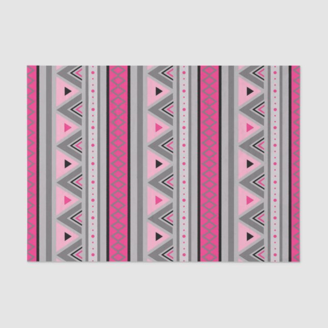 Papel De Seda Geométrico, rosa y gris del suroeste moderno (Anverso)