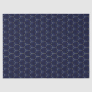 Papel De Seda Geométrico Vivid Indigo Blue and Gold