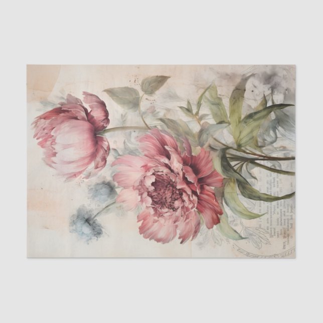 Papel De Seda Georgeous Peony Botanical Flower Illustration (Anverso)