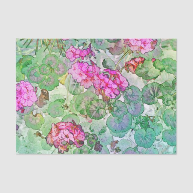 Papel De Seda Geranios de acuarela (Anverso)