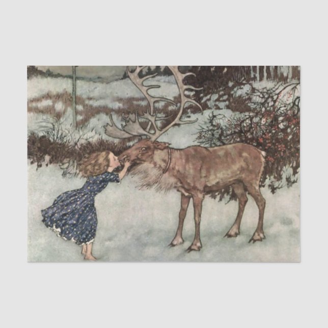 Papel De Seda “Gerda besa al reno” de Edmund Dulac (Anverso)