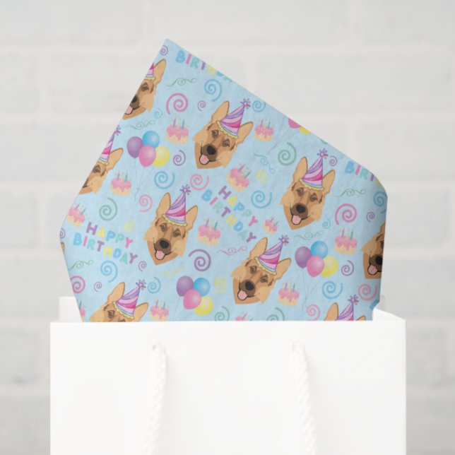 Papel De Seda German Shepherd Tissue Paper in Blue (Bolsa de regalo)