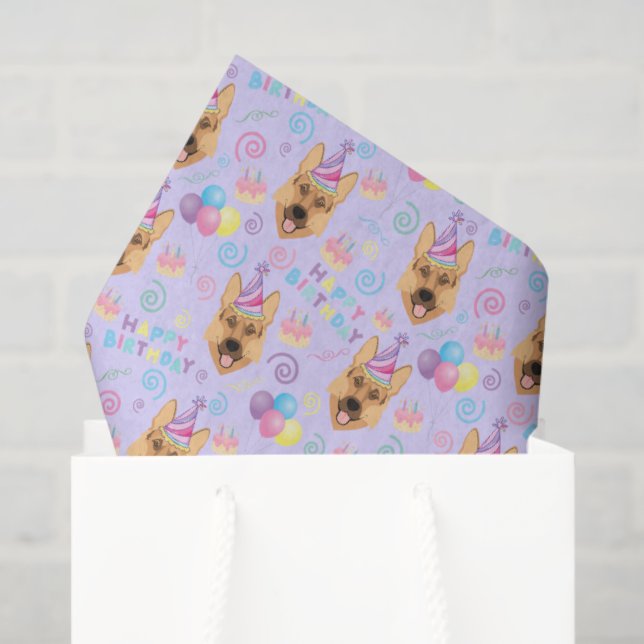 Papel De Seda German Shepherd Tissue Paper in Purple (Bolsa de regalo)