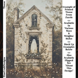 Papel De Seda Ghost in the Window, Haunted House DZ7L Decoupage 