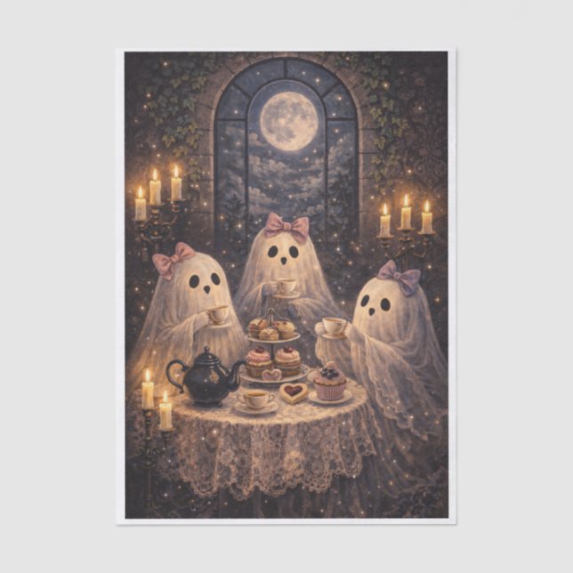 Papel De Seda Ghostly Tea Time  (Anverso)