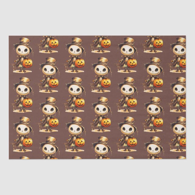 Papel De Seda Ghoul Top Hat Jack-o' Lantern Brown Halloween (Anverso)