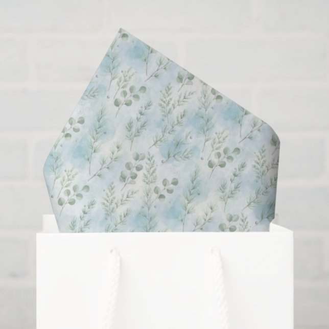 Papel De Seda Gift Tissue Paper – Watercolor Eucalyptus Pattern (Bolsa de regalo)