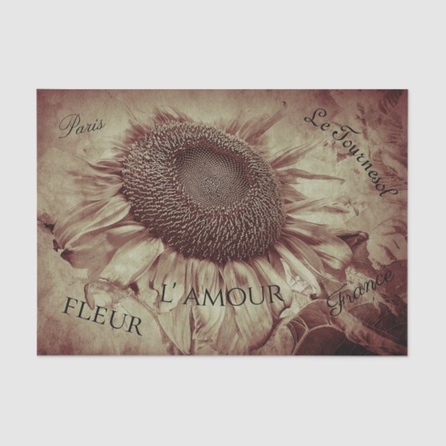 Papel De Seda Gigante girasol Sepia Ephemera marrón (Anverso)