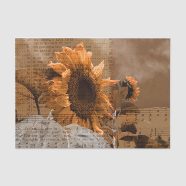 Papel De Seda Gigante Sunflower Rustic Country Hymn Music (Anverso)